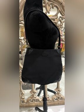Gucci Black Shoulder Bag with Leather Trim